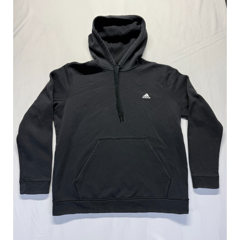 Adidas Essentials Hoodie Men XL Black Cozy Fleece Lined Embroidered Logo Outdoor